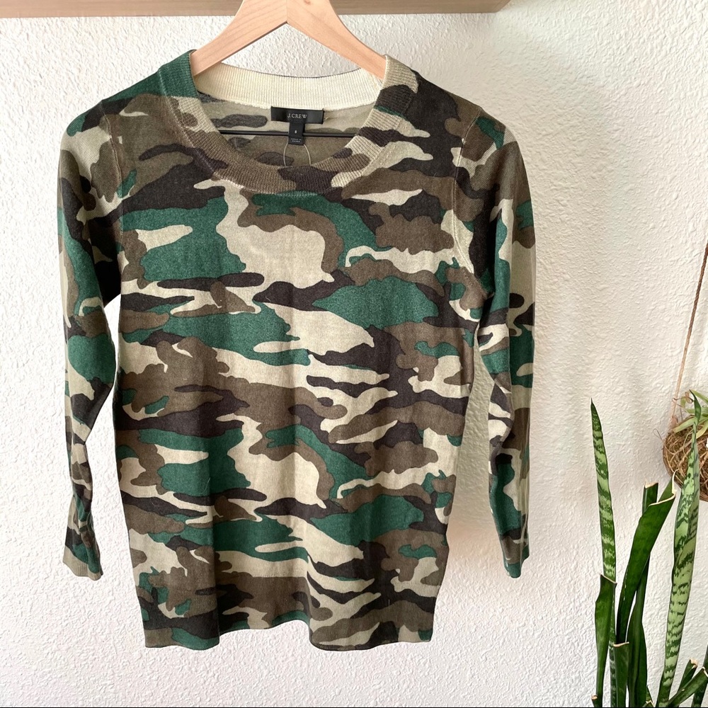 J Crew Merino wool Camo sweater NWOT - Picture 1 of 11